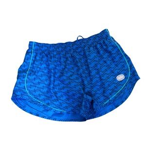 Nike Dri-FIT Tempo Running Shorts Blue Swoosh Wave Print Recycled Women's XL